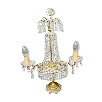 Girandole. Brass, crystal, bronze.