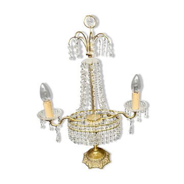 Girandole. Brass, crystal, bronze.
