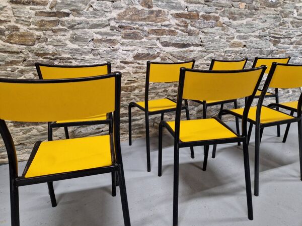 Lot de 8 chaises jaunes mullca 510