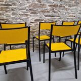 Set of 8 yellow mullca 510 chairs