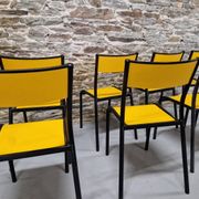 Lot de 8 chaises jaunes mullca 510