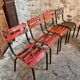 Set of 8 vintage French bistro chairs – industrial metal Tolix style