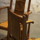 Set of six chairs and two brutalist armchairs mid-century 1950'