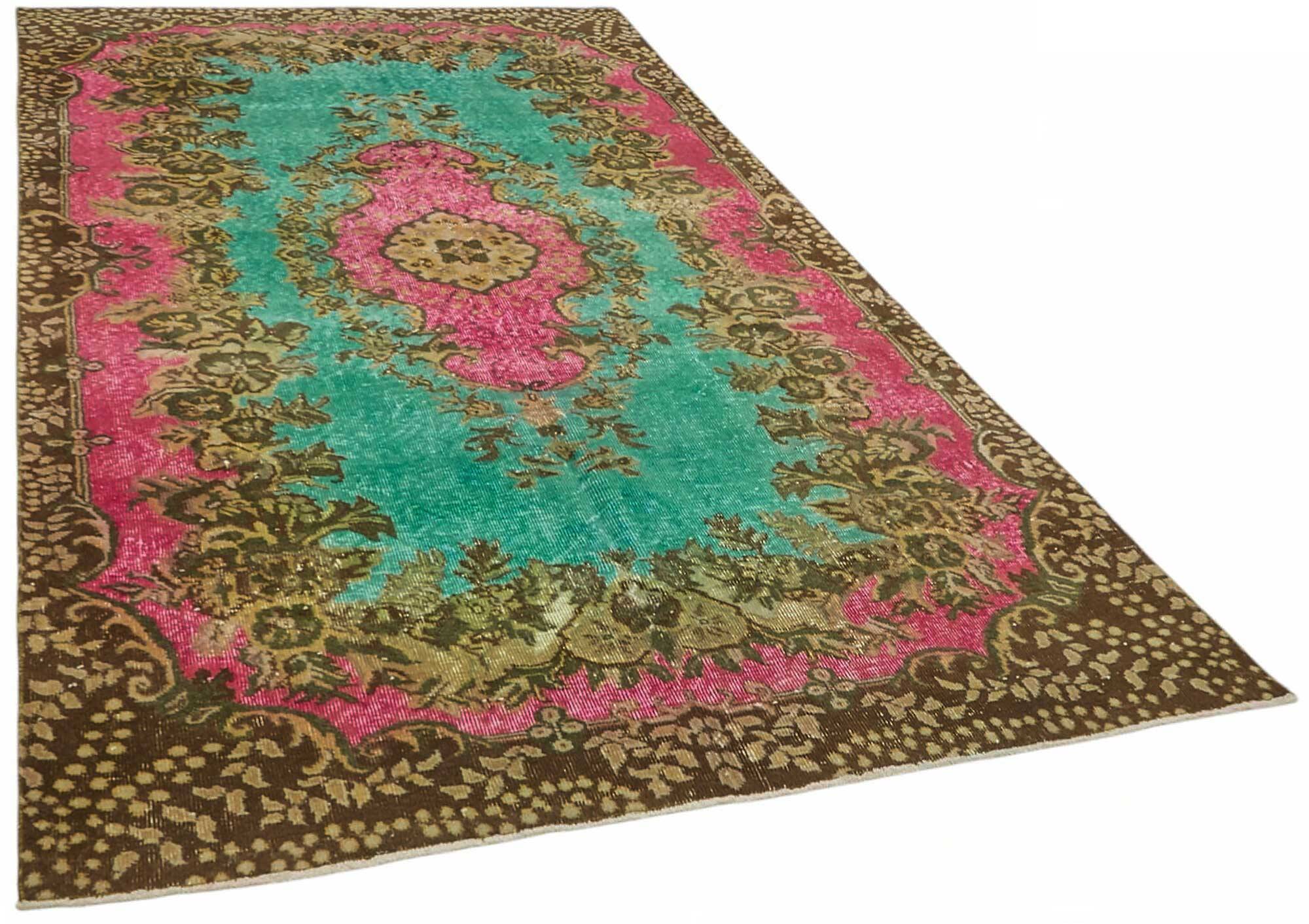 Overdyed Wool Vintage Handmade Carved Rug 169 cm x 288 cm