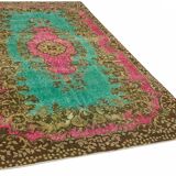 Overdyed Wool Vintage Handmade Carved Rug 169 cm x 288 cm