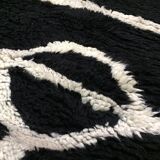 Berber carpet Oudéa pure black and white wool - 290 cm x 210 cm
