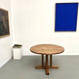 Round pine table "Les Arcs - 1970"