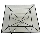 Vintage coffee table in steel and wire and glass  1970