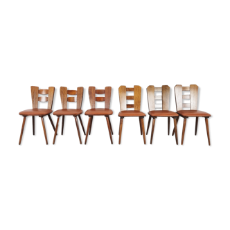 Vintage brutalist dining chairs, set of 6 - 1960s