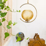 Hanging lamp brass and glass