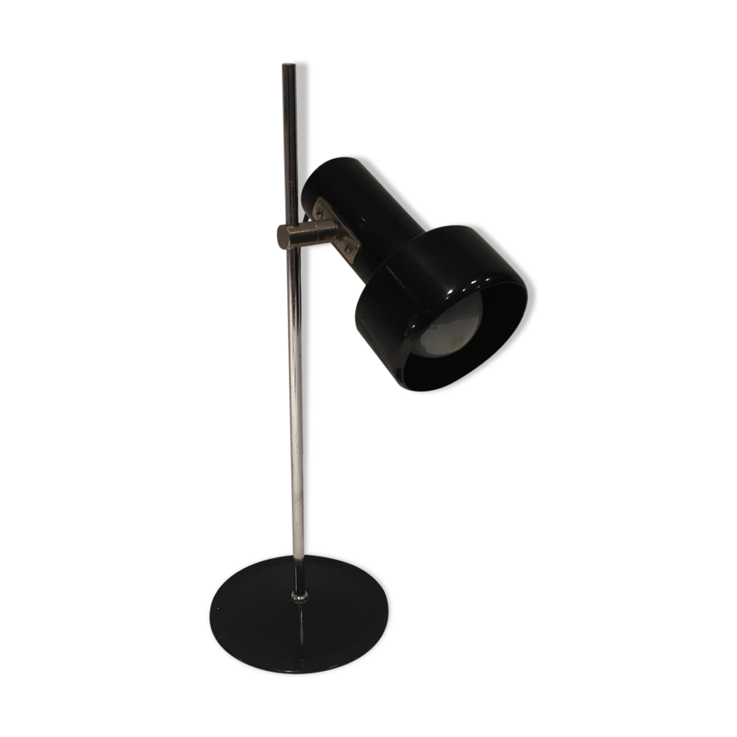 Adjustable lamp in black lacquered metal and chrome France 70s