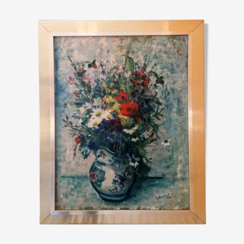 José Palmeiro (1901-1984) - Oil on cardboard - "Bouquet of flowers" - 1940