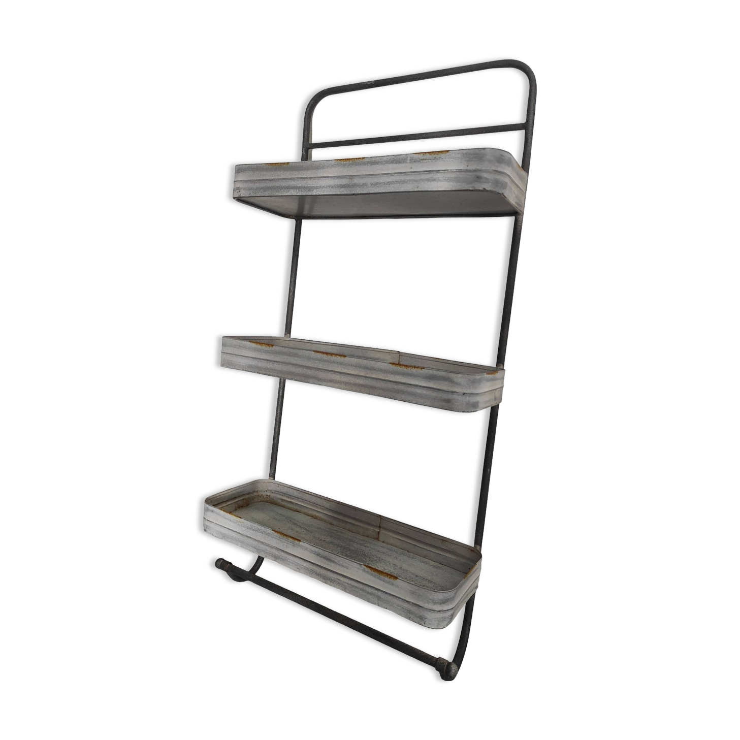 Large vintage metal 3 tier shelf