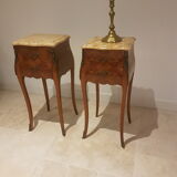 Pair of bedside tables marble top