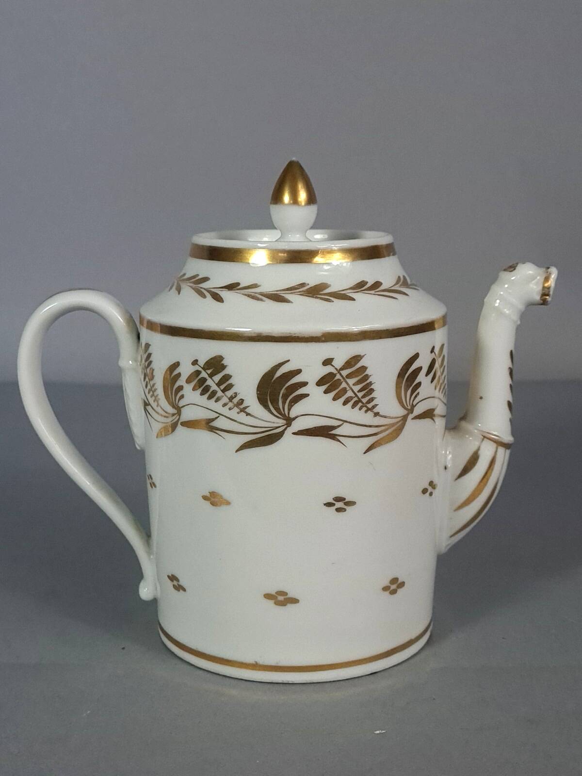 Antique coffee service: jug + 2 cups, old Paris porcelain, 19th century C657