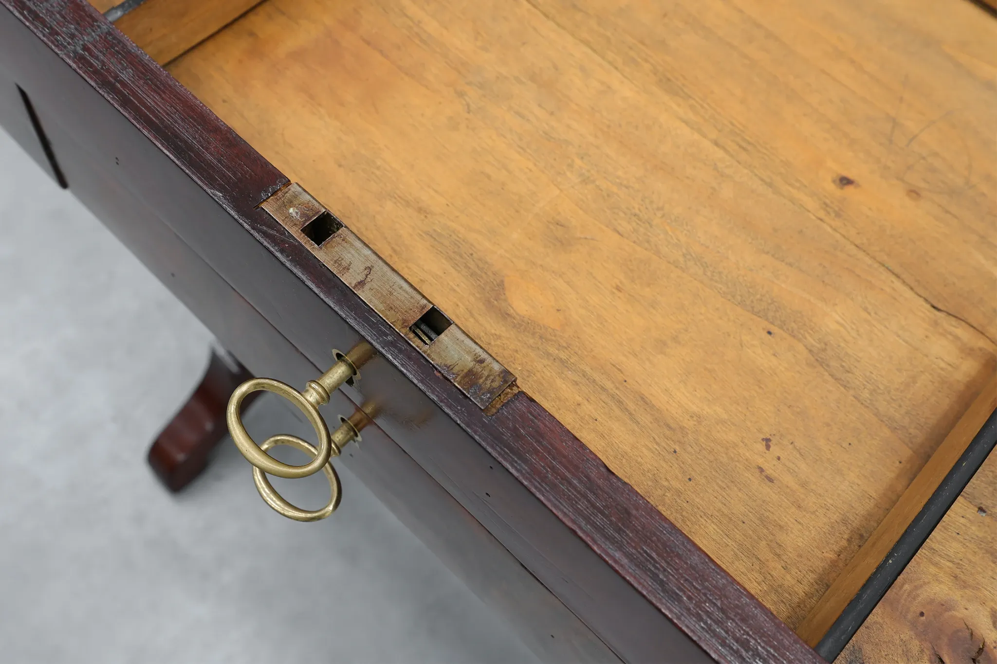 Louis Philippe Side Table with Two Drawers and Turned Twin Legs, France, 18
