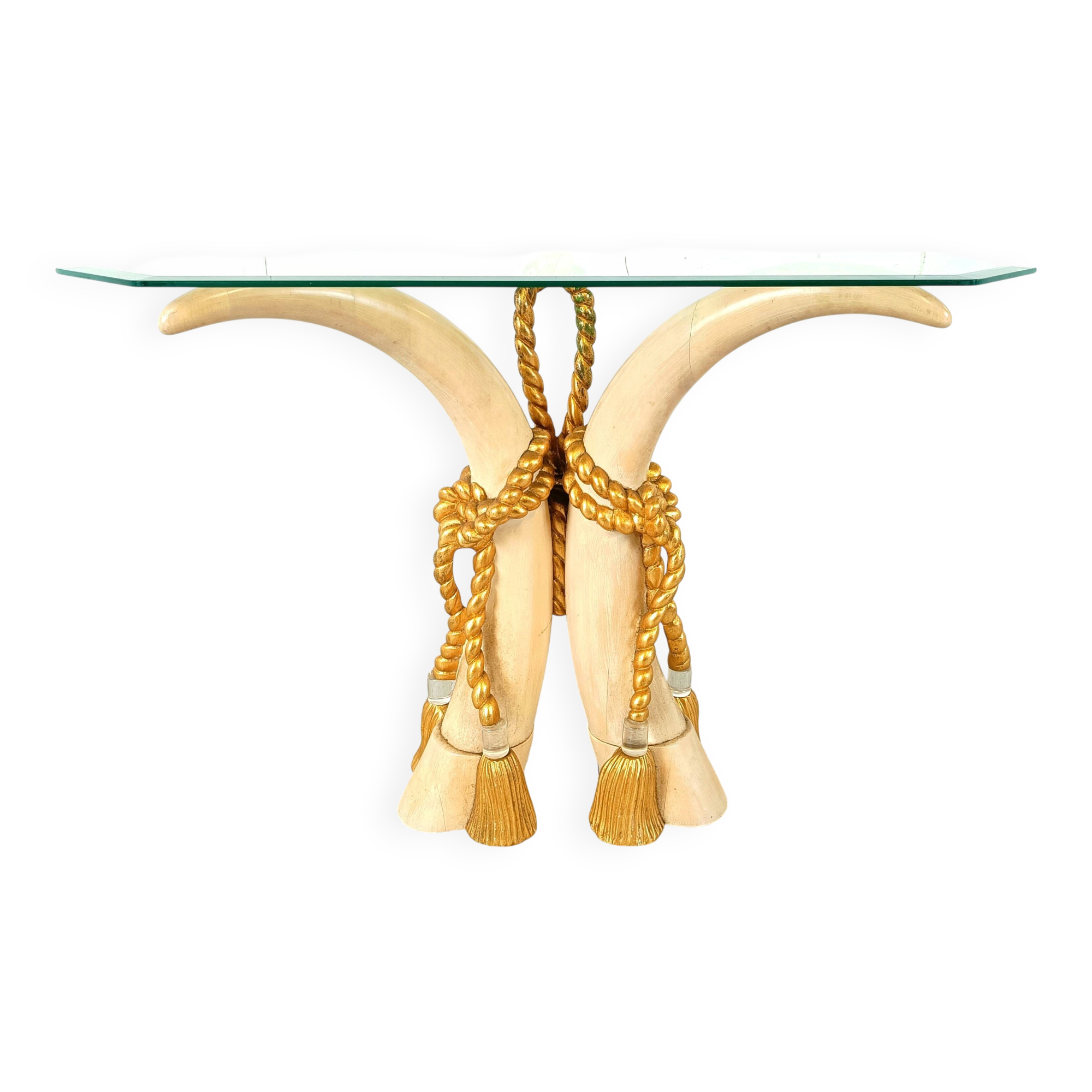 Vintage faux tusk console table, 1980s