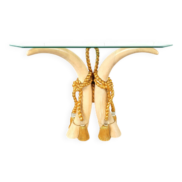 Vintage faux tusk console table, 1980s