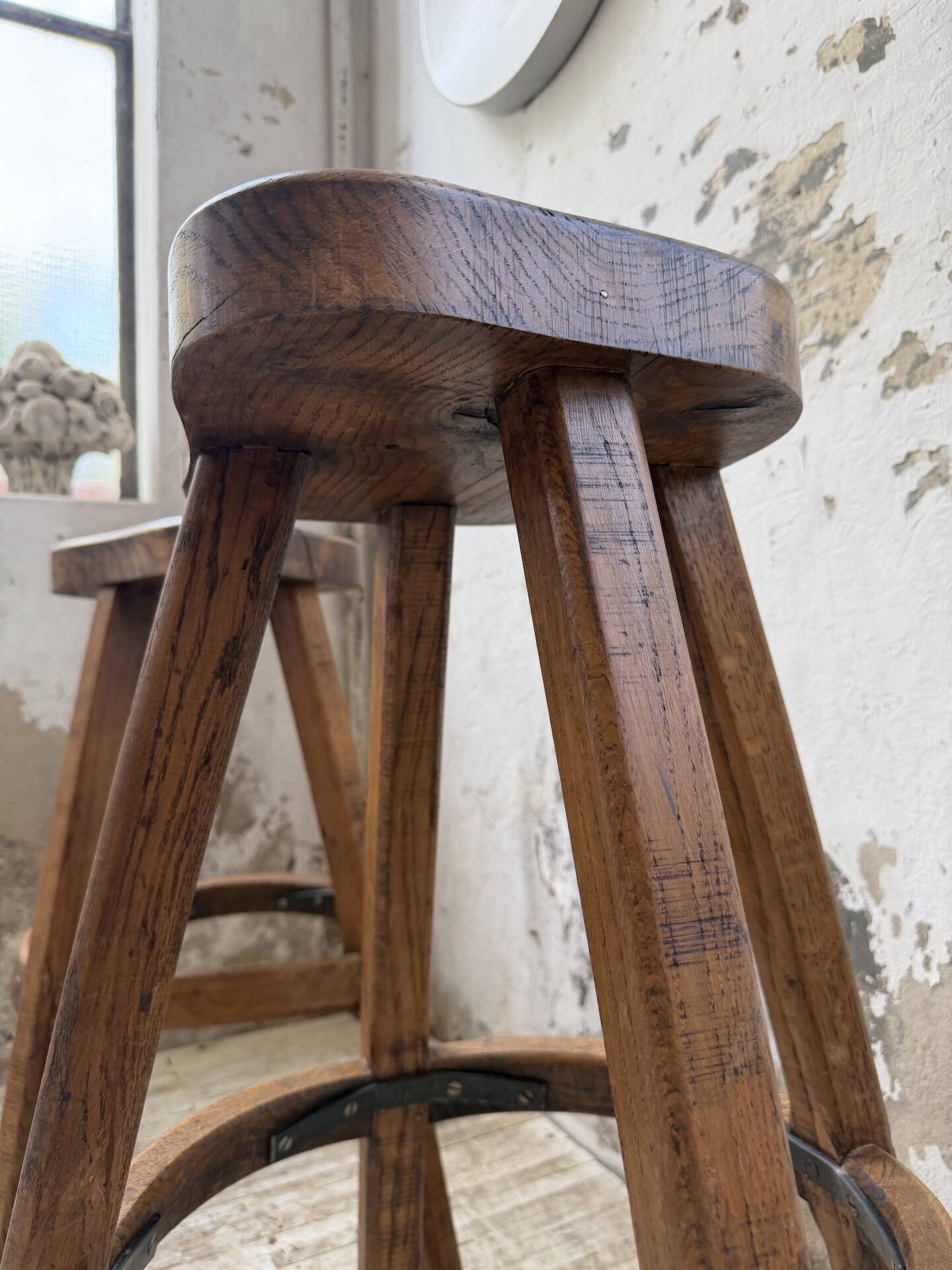 Pair of Henri Bataille stools in oak
