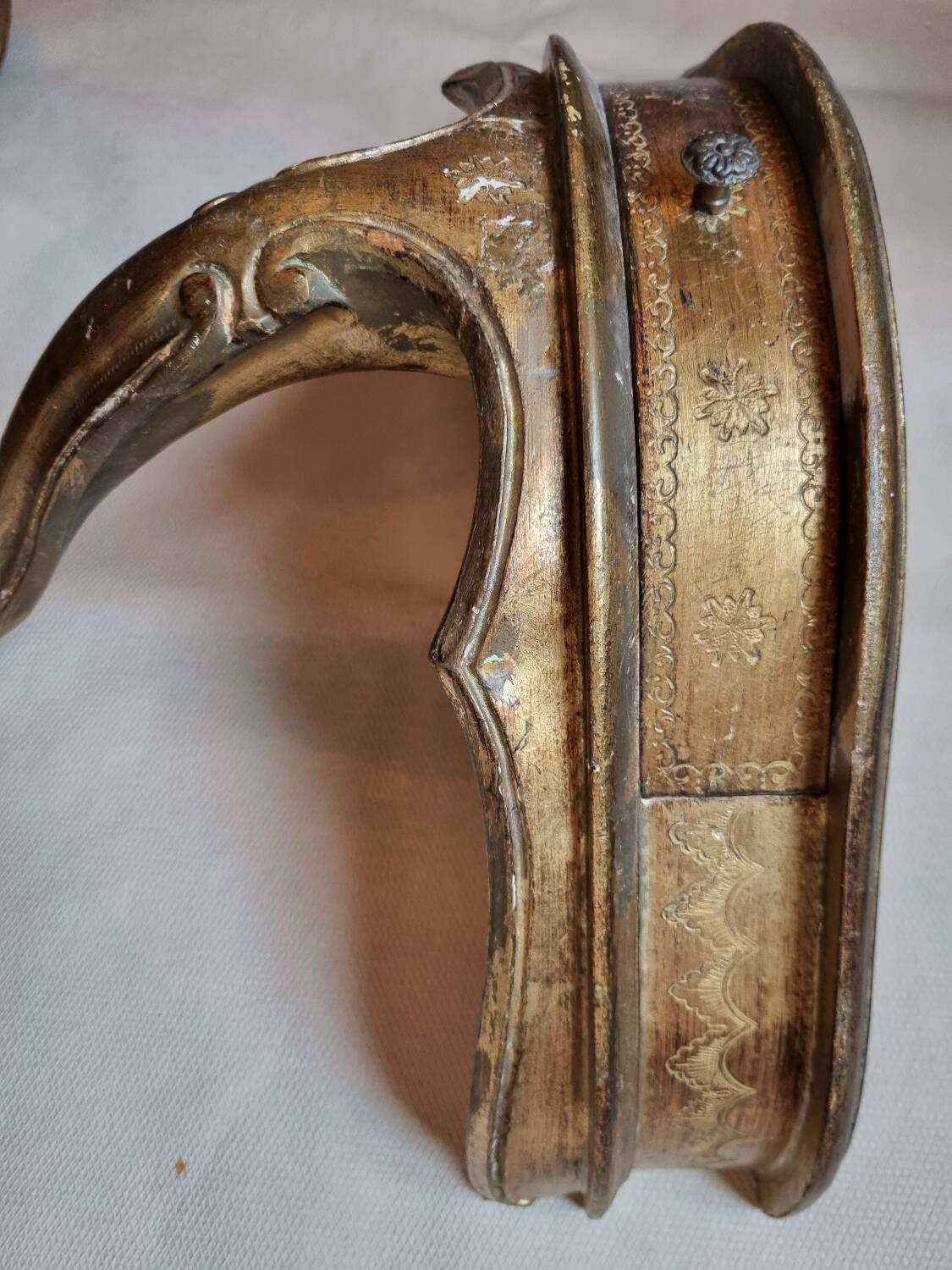 Mid-19th century wall console in wood and gilded stucco