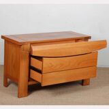 Vintage chest of drawers in solid elm from the 1980s.