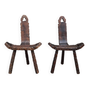 Paire de tabourets tripode - brutaliste