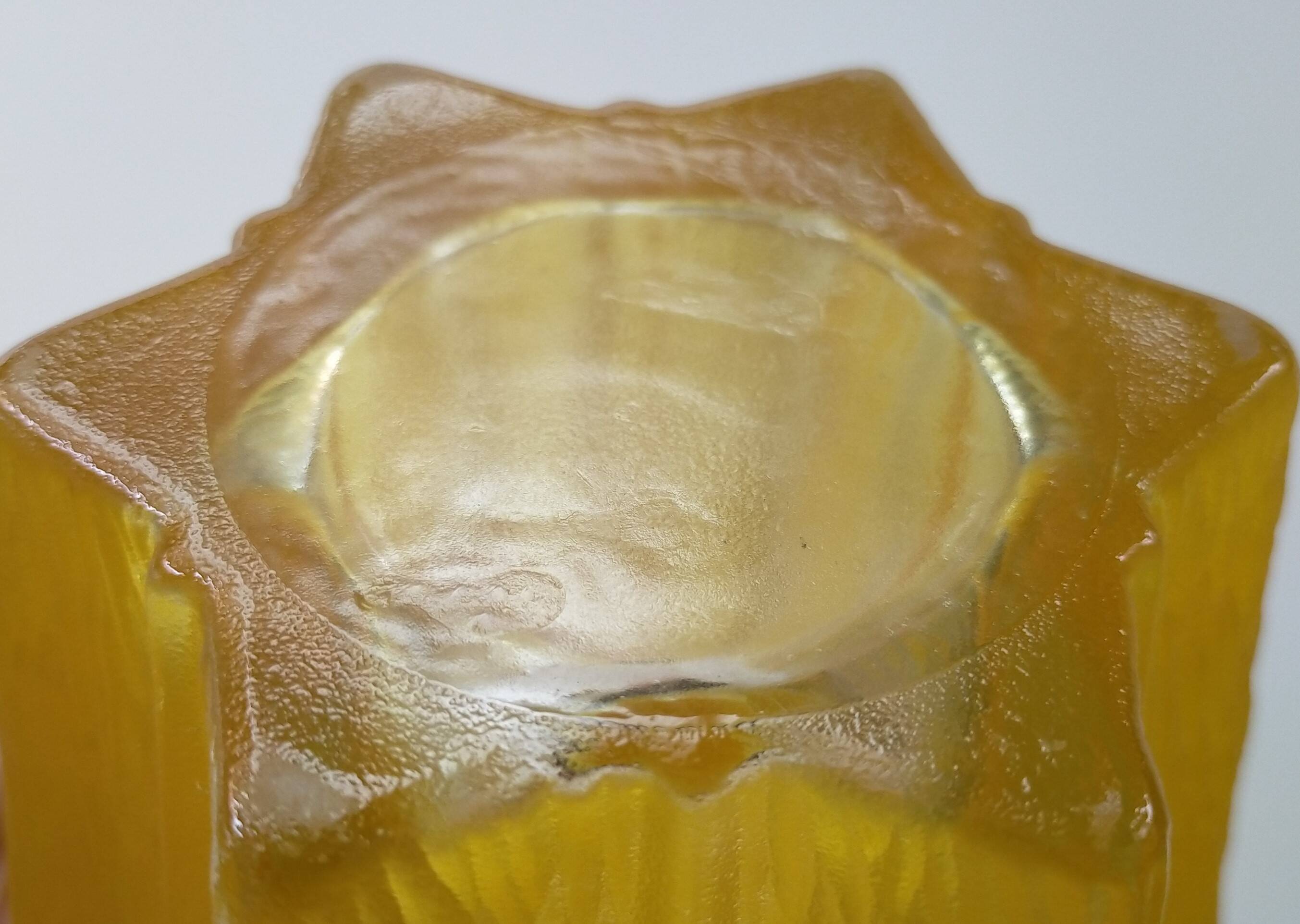 Art Deco yellow glass star-shaped vase Walther Glas Germany