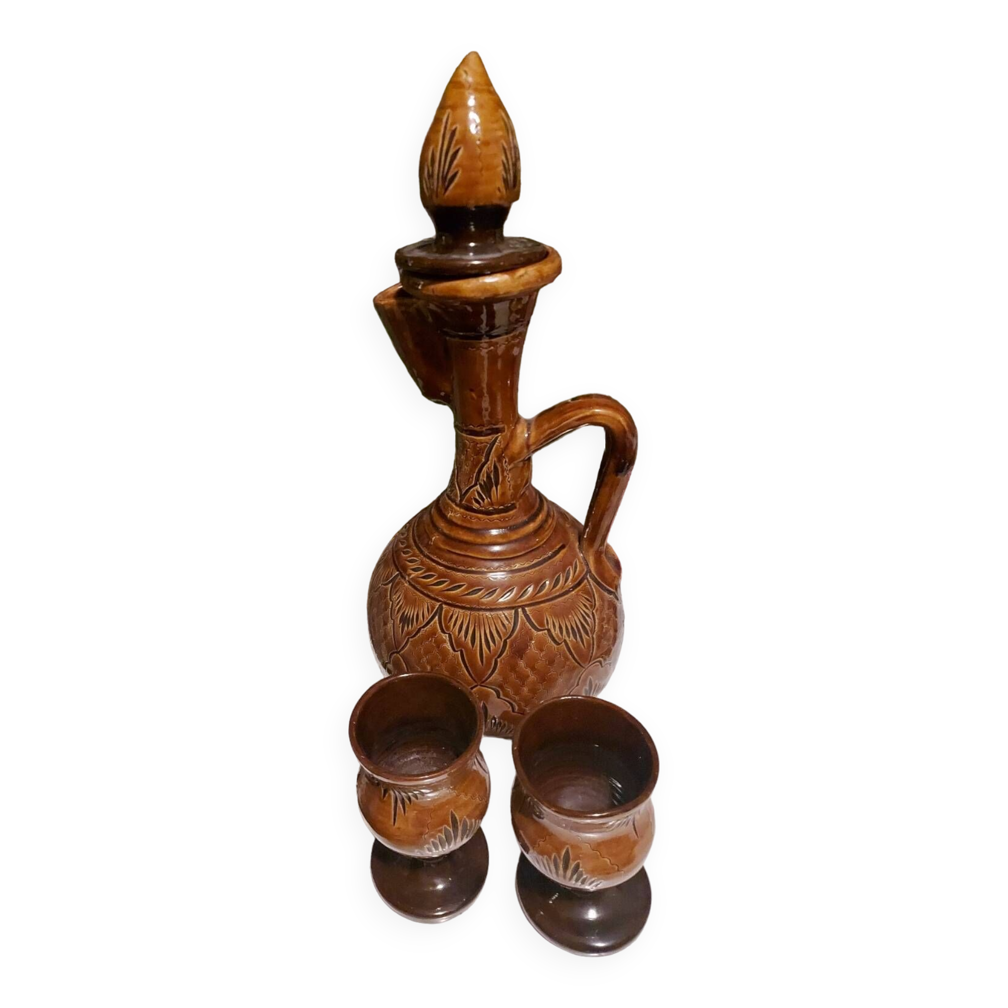 Ceramic carafe and glasses
