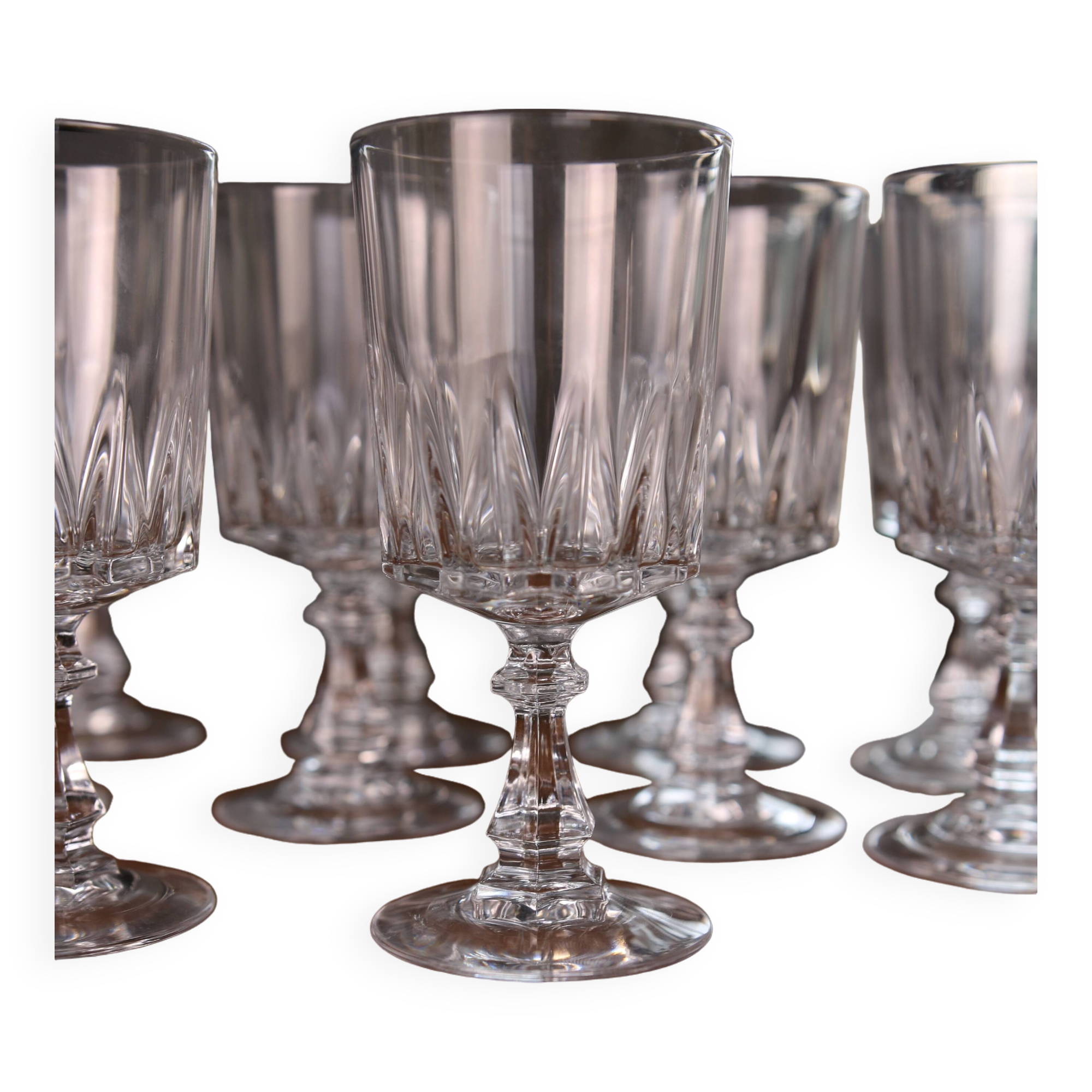 11 wine glasses, "Louvre" model, Cristal d'Arques