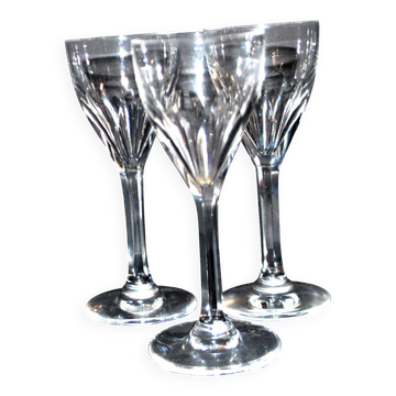 Saint-Louis set of 3 Ampère Joseph 1930 cut crystal liqueur glasses