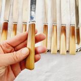 Box of 12 vintage knives in stainless steel and bakelite handle