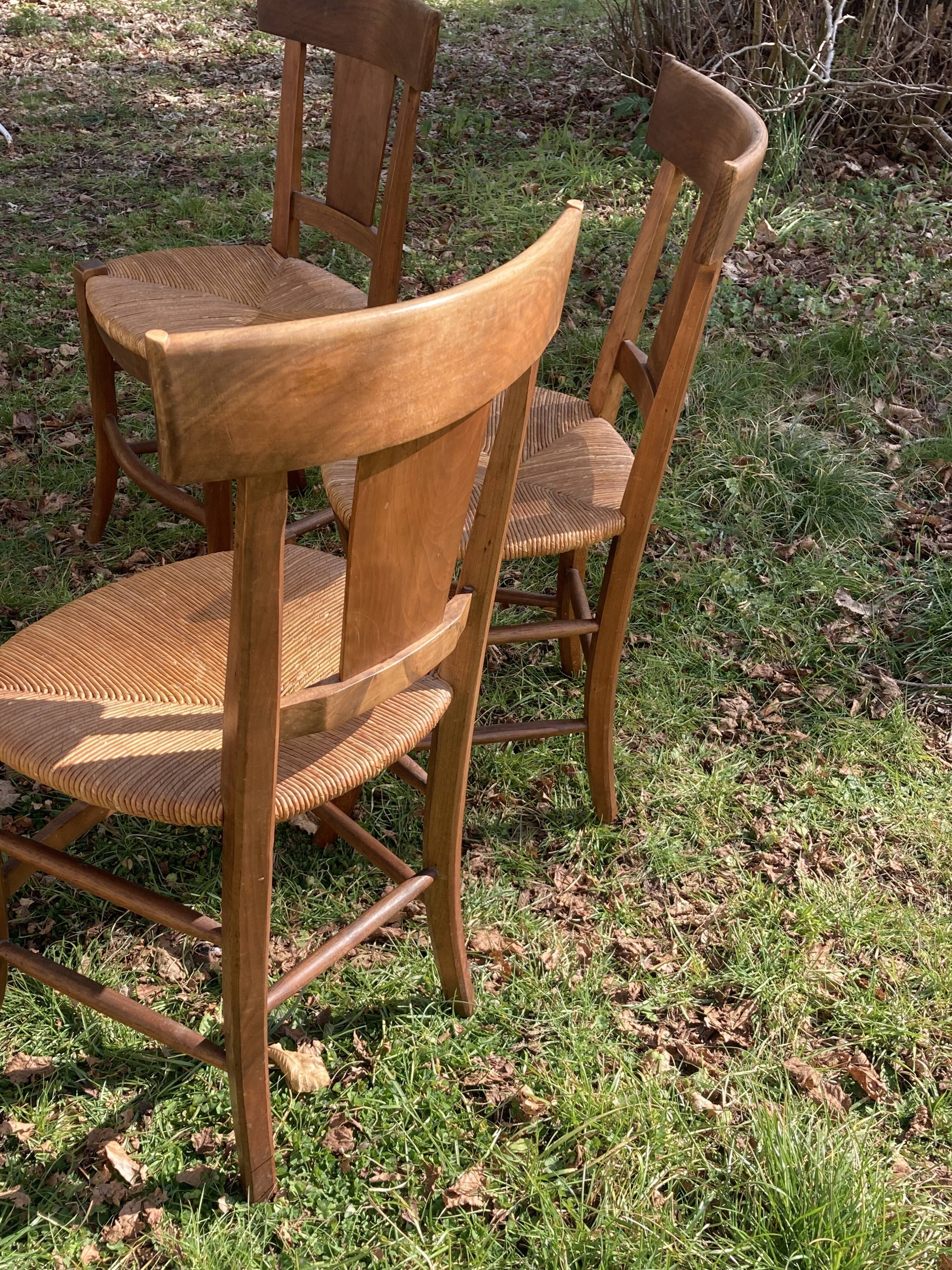 3 rustic chairs mulched solid wood Directoire