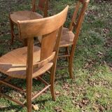 3 rustic chairs mulched solid wood Directoire