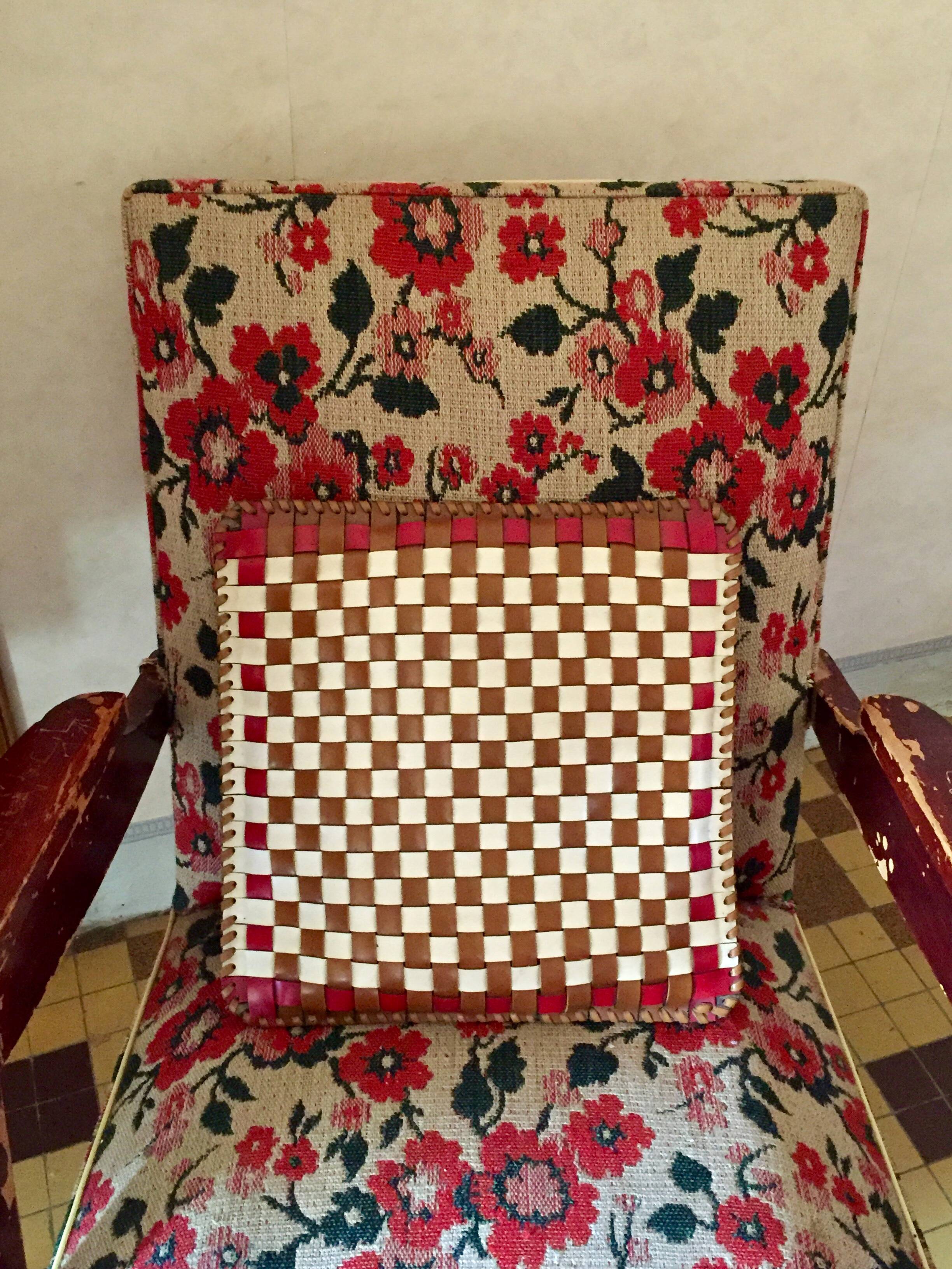 Retro imitation leather cushion 35x35cm