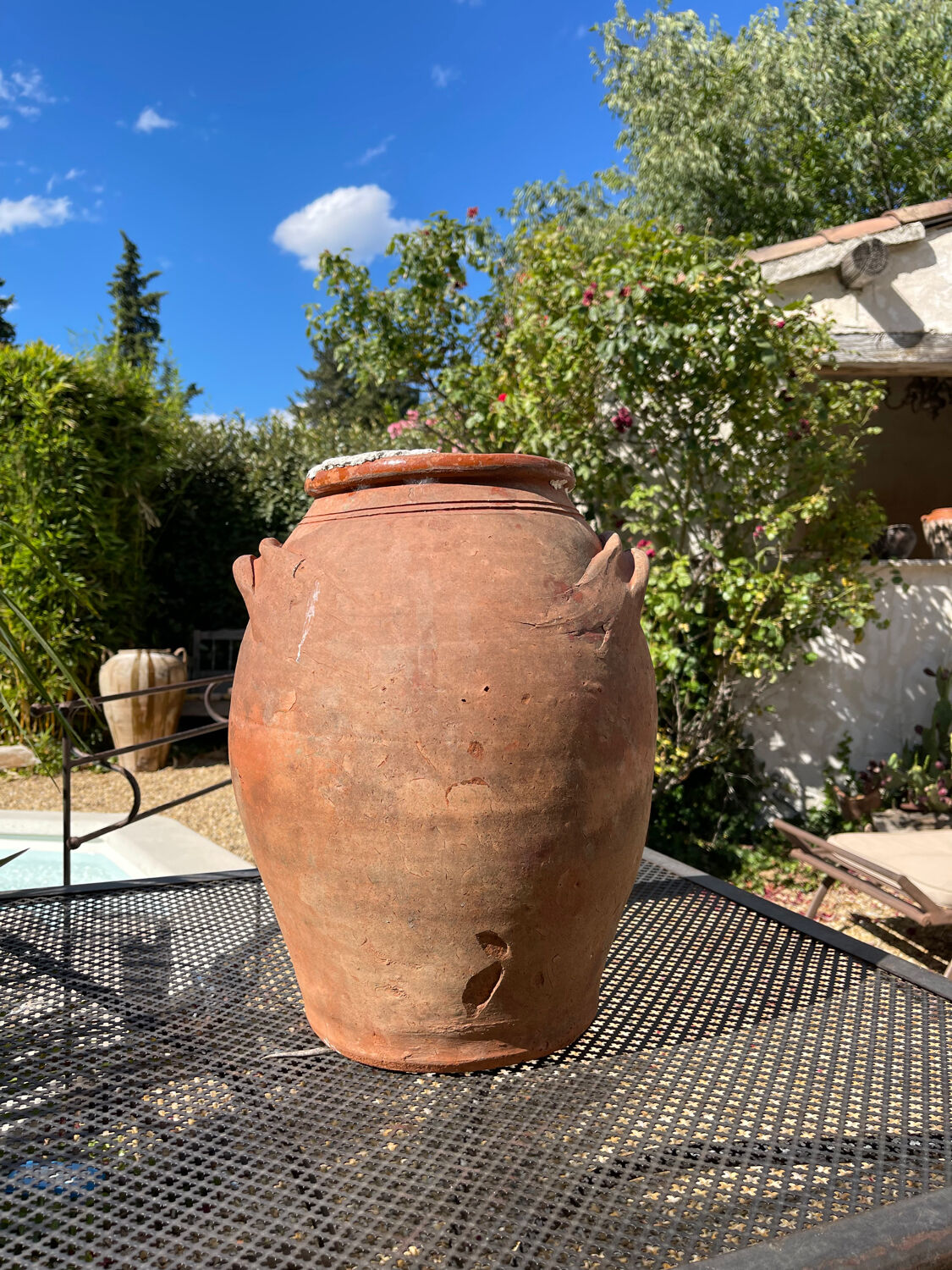 Ancient terracotta pottery jar