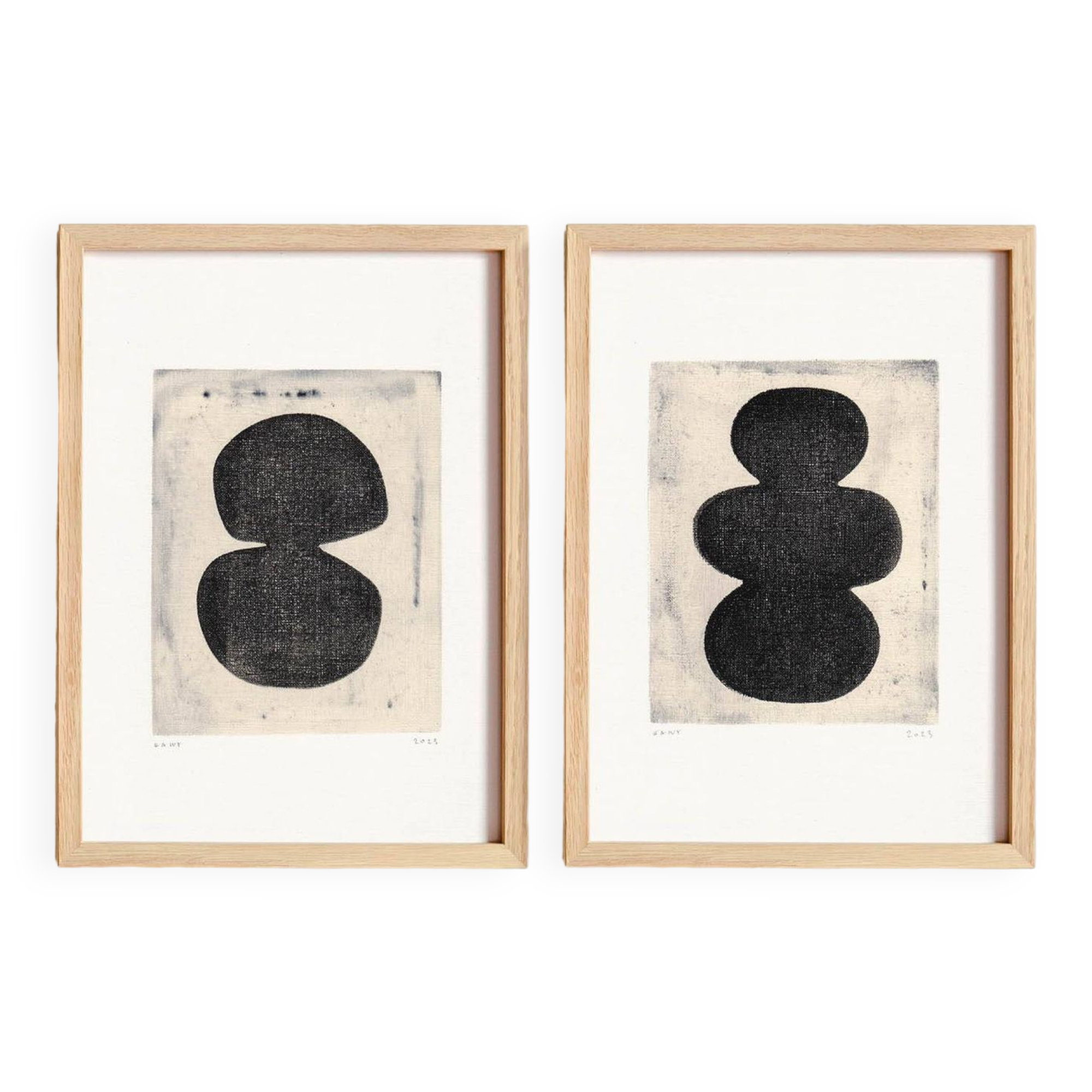 Duo of abstract paintings - M206 and M207 - signed eawy