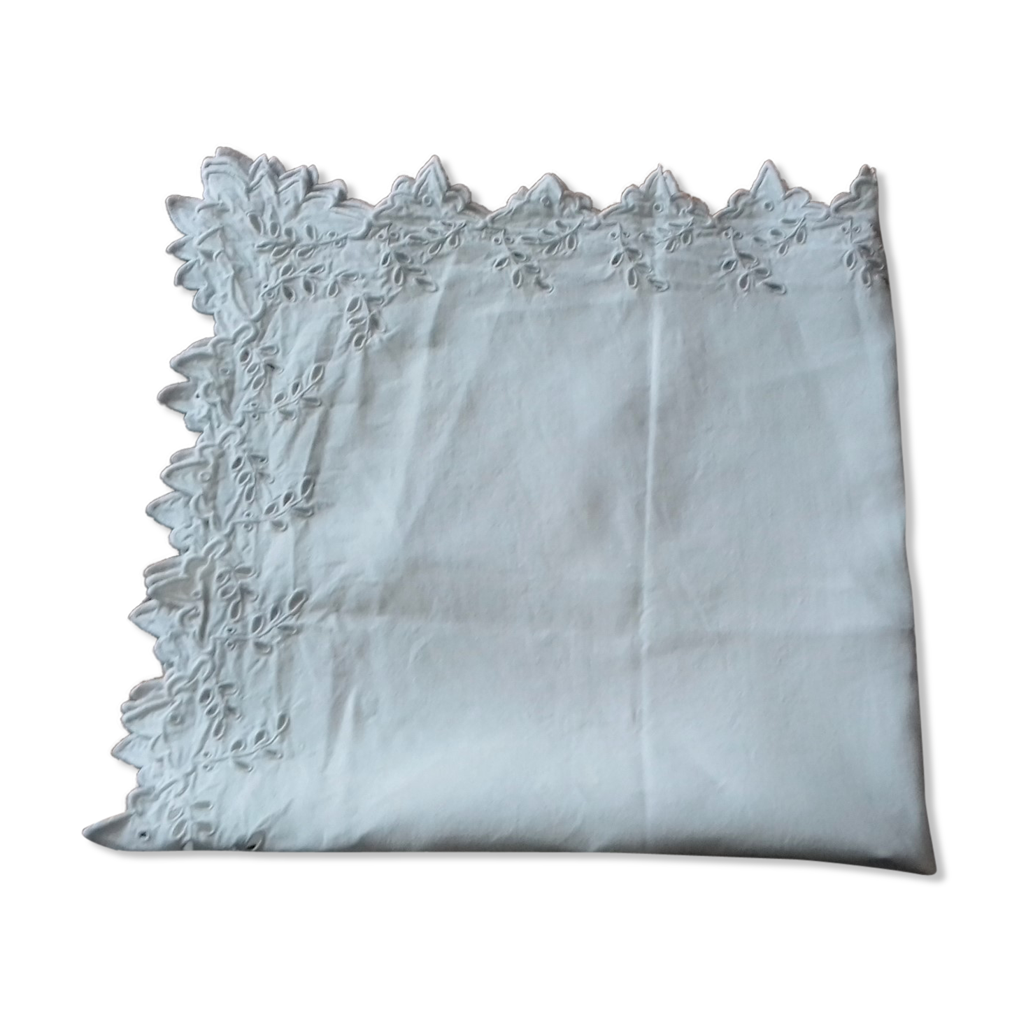 Square tablecloth old white lace Richelieu