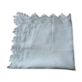 Square tablecloth old white lace Richelieu