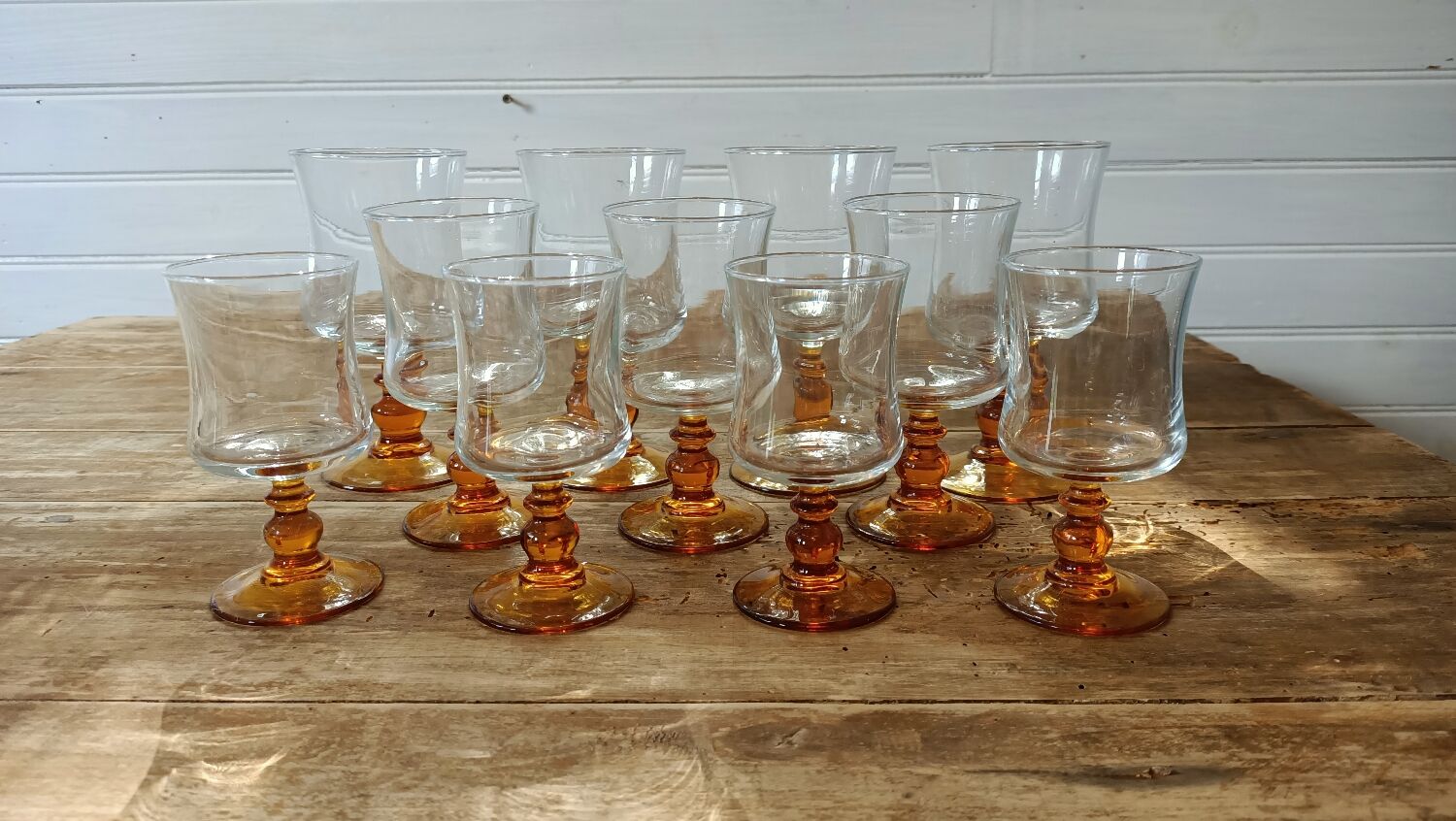 8 amber foot glasses
