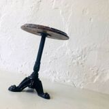 Vintage cast iron side table marble top