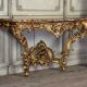 Important Louis XV Console in Carved and Gilded Wood, Breccia d'Aleppo Marble,