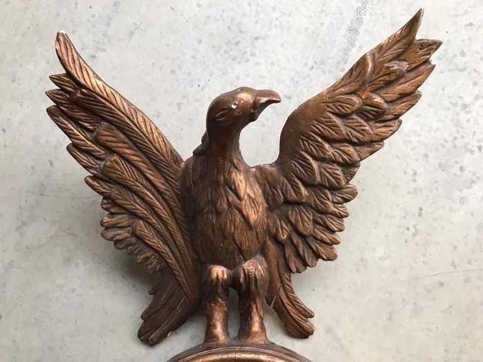 Empire gilded wooden mirror decorated with eagle  40x97cm