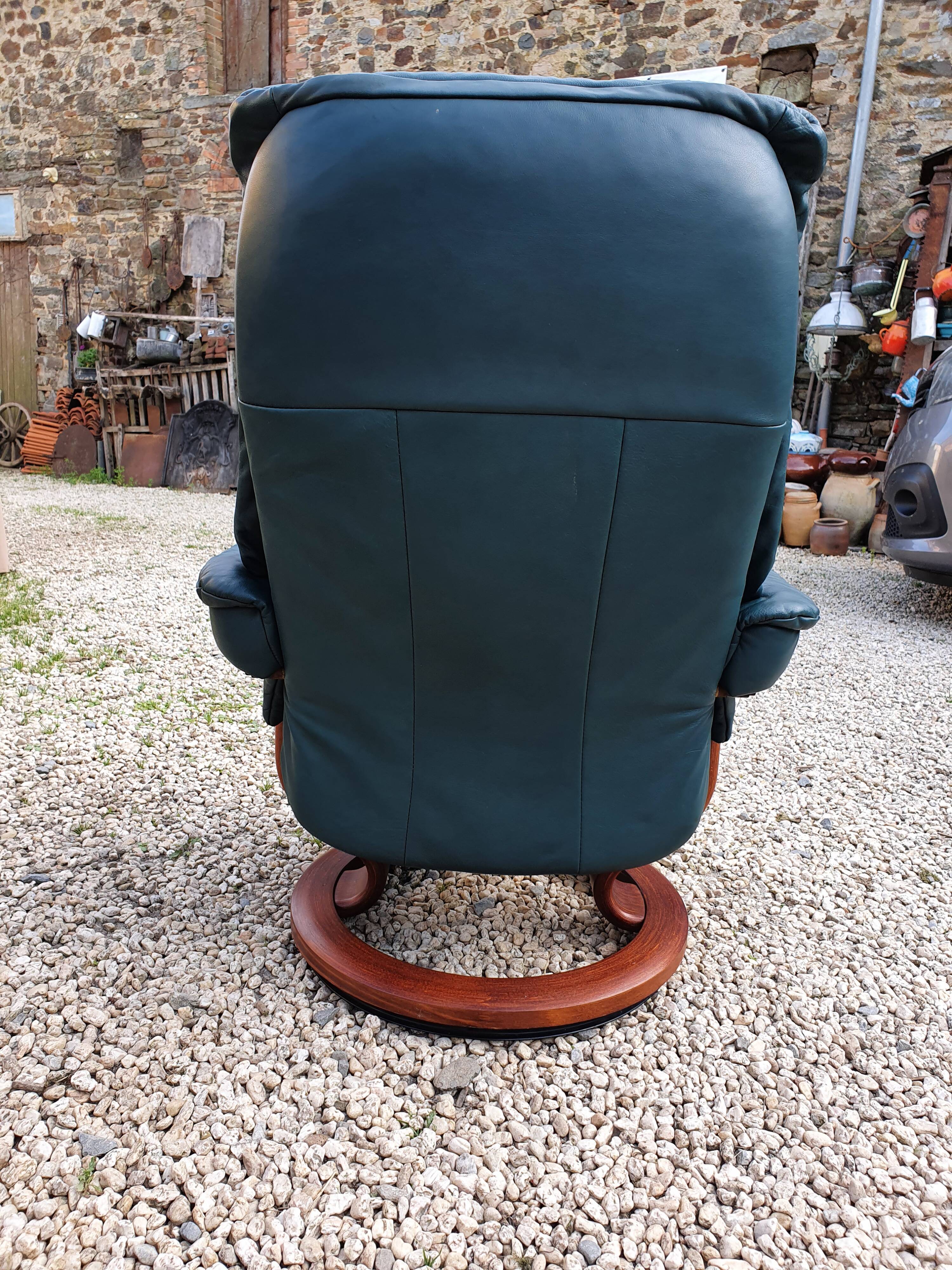Vintage armchair ekornes green leather