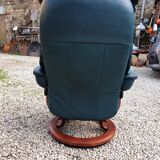 Vintage armchair ekornes green leather