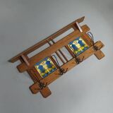 Art Nouveau wall coat rack with tiles