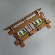 Art Nouveau wall coat rack with tiles