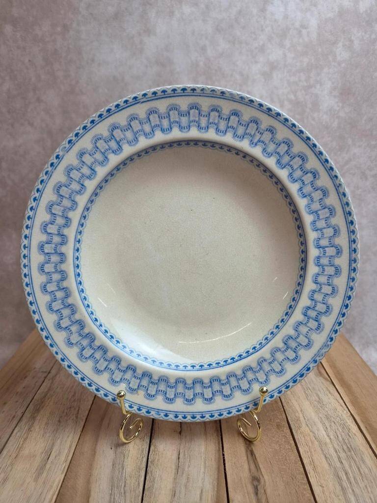 Large antique English deep plate B.p.w.&m. Milan – Ironstone