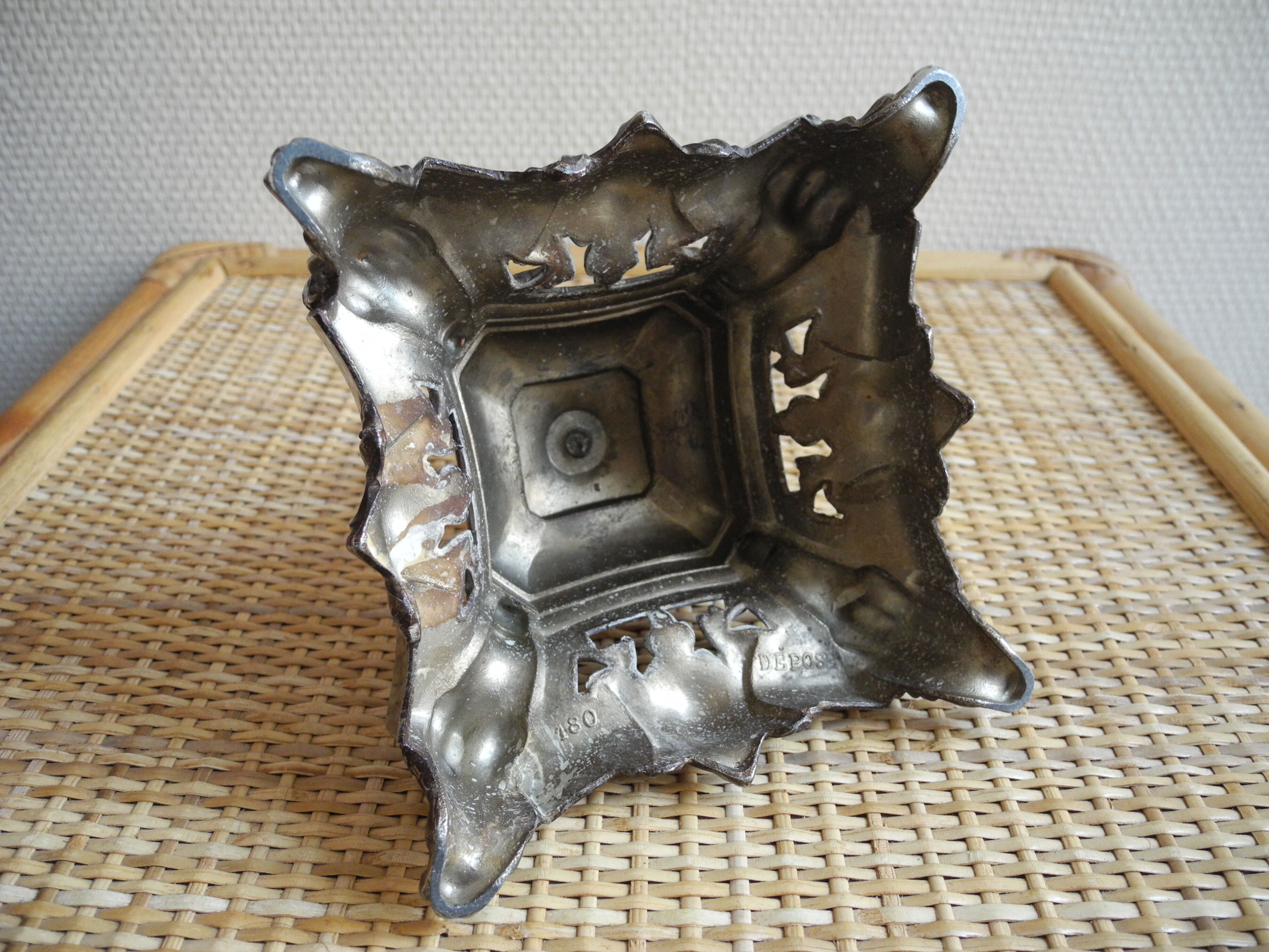 Candlestick old silver metal