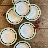 Set of 7 antique deep plates Salins - green Texas -