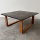 Vintage Belgian slate & oak coffee table, 1970s